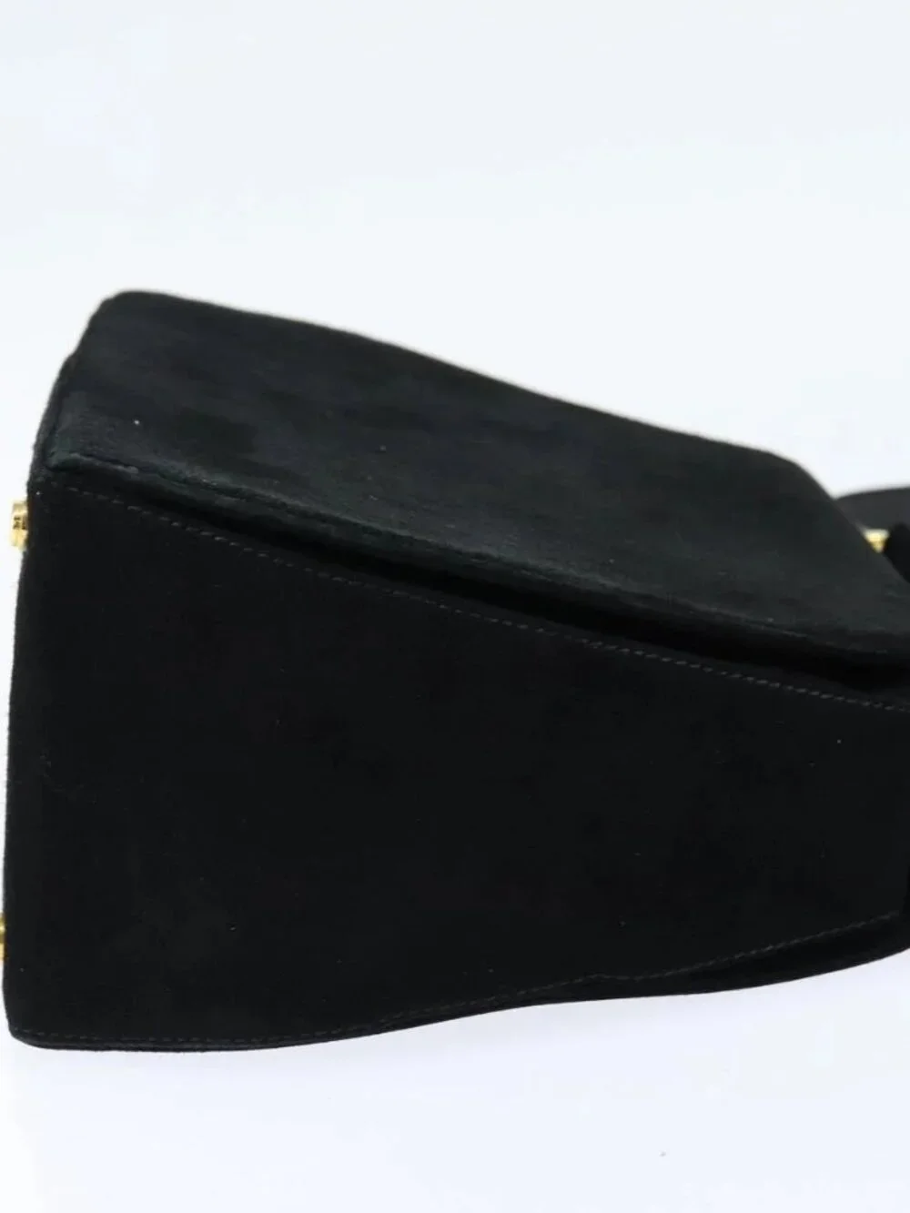 Salvatore Ferragamo Hand Bag Suede 2way Black Gold Auth BA7321
